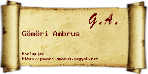 Gömöri Ambrus névjegykártya